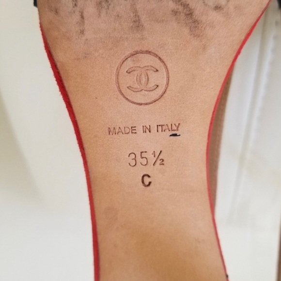 CHANEL Nautical Striped Suede Heels - Picture 8 of 11